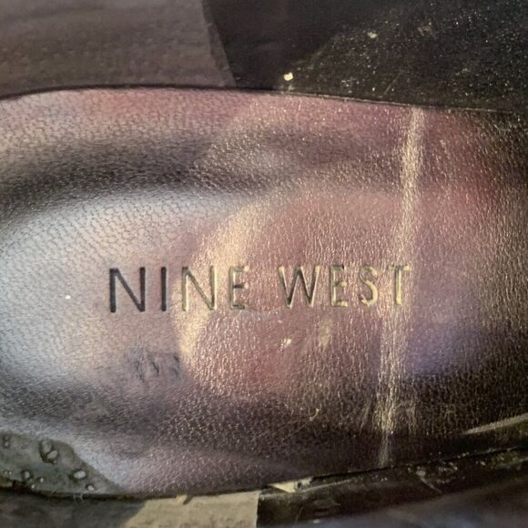 Nine west, leather, bootie, platform stiletto heel sz 8 M, black, EUC - Picture 6 of 16